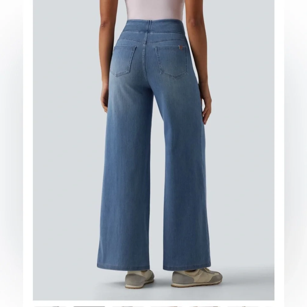 Halara Flex™ High Waisted Tummy Control Wide Leg Casual Jeans with Pockets - Picture 4 of 11